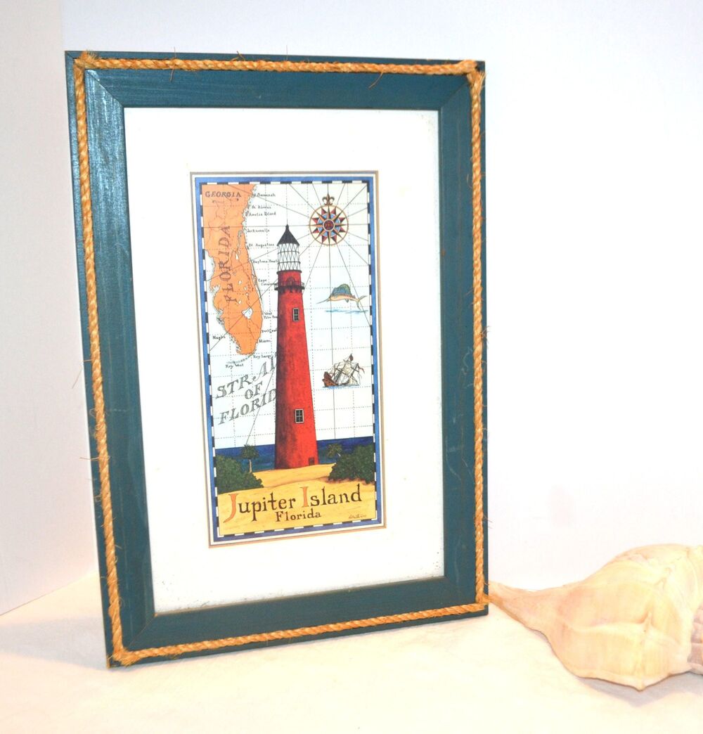 Vintage Lighthouse Jupiter Florida Nautical Coastal